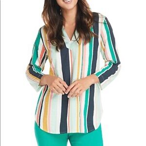 NWT Van Heusen Striped Slit Neck Top